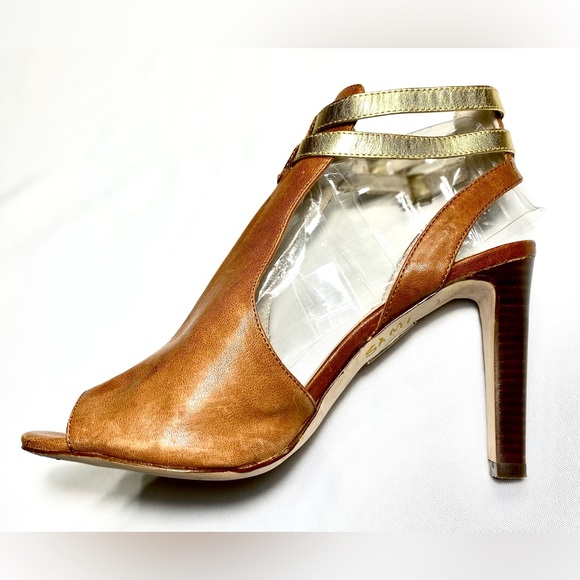Louise et Cie Cut-Out Double Ankle Strap Heels Sandals 9M Brown Gold - Picture 8 of 15